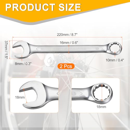 HARFINGTON 2Pcs Metric Combination Wrench 18mm Open End & 15-Degree Offset - size: 18mm