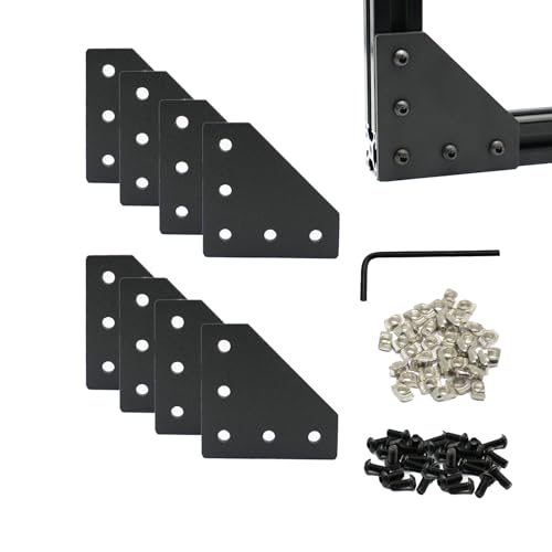 8Pcs Black Corner Bracket Connector for 2020 Aluminum Extrusion Profile - size: 2020 8 Pcs L