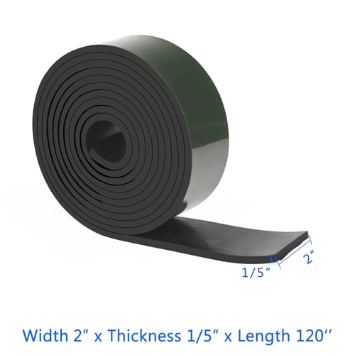HooTown Adhesive Solid Rubber Strips, Self Neoprene Rubber Sheet Rolls Seal - size: 2”Wide x 120”Long, style: 1/5" Thick Adhesive