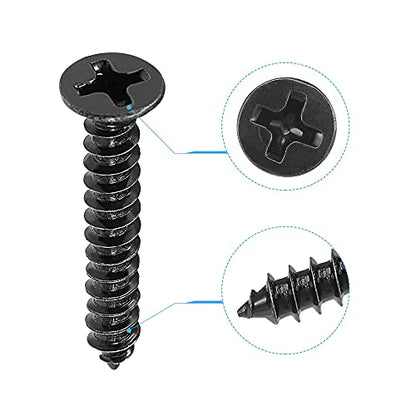 uxcell M3.5 x 25mm Wood Screws Phillips Flat Head Carbon Steel Self Tapping Screws Black 200pcs - size: M3.5 x 25mm