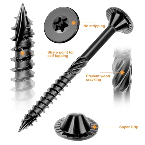 VIGRUE Deck Screws, Wood Screws - Star Drive Decking Screws for Timber, Log, Landscaping Wood, Rust-Resistant, Easy to Install, DIY Projector & Wood Working (60PCS #14X2-7/8) - size: 60PCS #14X2-7/8 deck screws