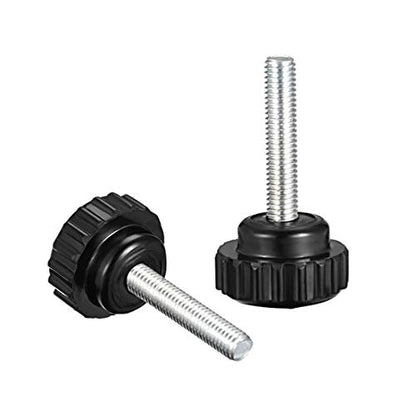 uxcell 4pcs Knurled Clamping Knobs M5 x 25mm Metric Zinc Plated Carbon Steel Male Thread Thumb Screw on Type 16mm Plastic Round Head Threaded Hand Bolt Stud Knobs Black - size: M5 x 25mm x 16mm