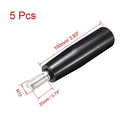 uxcell 5Pcs Revolving Handwheel Machine Handle M12 Male Threaded Stem for Milling Machinery - size: M12