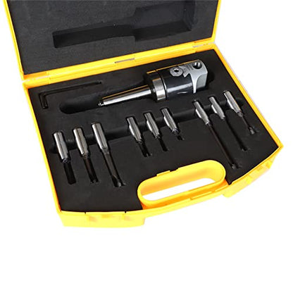 2 Inch Boring Head, 9-Pack Carbide Boring Bar Set Milling, MT2 Shank 3/8-16 Thread and 1/2 Inch Shank Boring Bar Sets