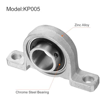 uxcell 4pcs KP005 Pillow Block Bearings 25mm Bore Bearing Units Zinc Alloy Flange Mounted Bearing Housing, P6(ABEC3) - size: KP005
