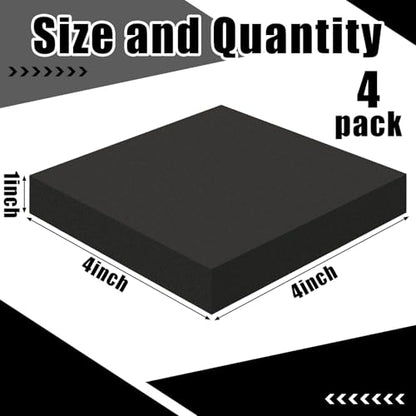 4 Pcs 1" Thick Foam Padding Sheet with Adhesive Backing Closed Cell - color: Black, size: 1 Inch Thick, 4 x 4 Inches