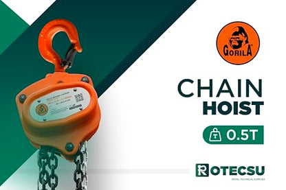 GORILA Hand Chain Hoist 1100LBS 10FT (0,5 Ton 3 Meters) with 2 Heavy Duty Hooks and Forged Locks | Safety Factor 4:1 | Since 1989 - size: 1100lbs - 10ft / 0,5t - 3m
