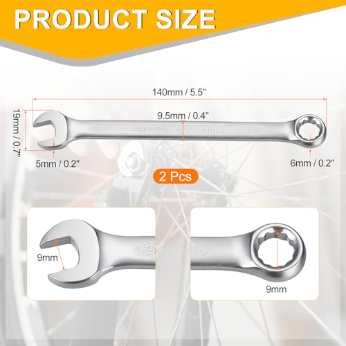 HARFINGTON 2Pcs Metric Combination Wrench 9mm Open End & 15-Degree Offset - size: 9mm