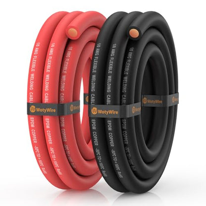 1/0 Gauge Wire Heavy Duty Battery Cable, 5FT Red + 5FT Black - color: 1/0awg, size: 5ft