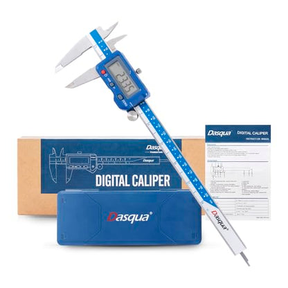 Dasqua 8”/200mm Digital Caliper, Stainless Steel Precision Measuring Tool with Advanced Dual Chip, Large LCD, Resolution 0.0005”/0.01mm, Accuracy ±0.001”/0.02mm - size: 0-8"