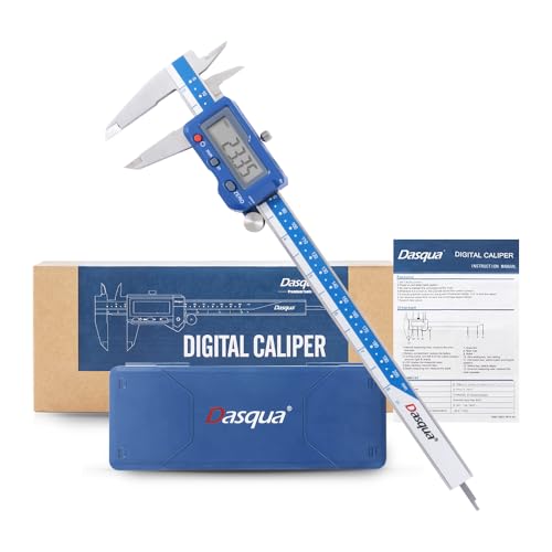 Dasqua 8”/200mm Digital Caliper, Stainless Steel Precision Measuring Tool with Advanced Dual Chip, Large LCD, Resolution 0.0005”/0.01mm, Accuracy ±0.001”/0.02mm - size: 0-8"