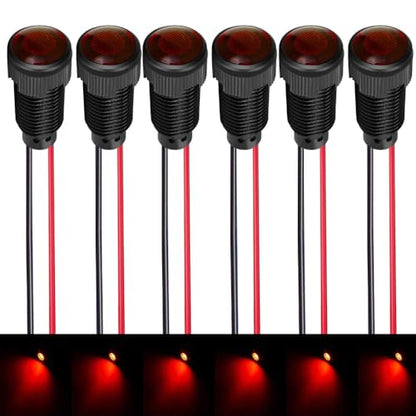Gebildet 6pcs Red LED Indicator Pilot Light AC/DC 12-24V Mounting Hole Size 10mm(Flame Retardant Plastic Shell) - color: Red 12-24V/Black shell