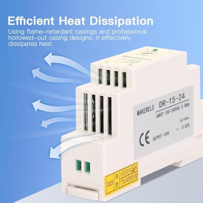 MAKERELE 15W DR AC to DC Slim DIN Rail Power Supply 12V - style: 15W-12V