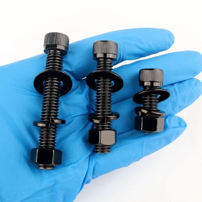 1/2-13 x 1-1/2" Socket Head Cap Screws Allen Hex Bolts with Hex Nuts and Flat & Lock Washers, 304 Stainless Steel Machine Thread, 4Sets Black - color: Black, size: 1/2-13 x 1-1/2" (4Sets)