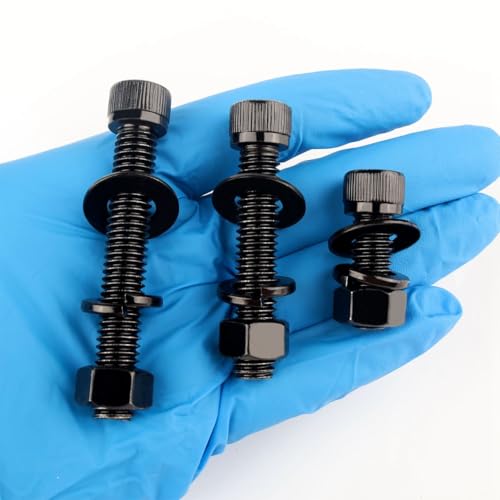 1/2-13 x 2 Socket Head Cap Screws Allen Hex Bolts with Hex Nuts and Flat & Lock Washers, 304 Stainless Steel Machine Thread, 4Sets Black - color: Black, size: 1/2-13 x 2" (4Sets)