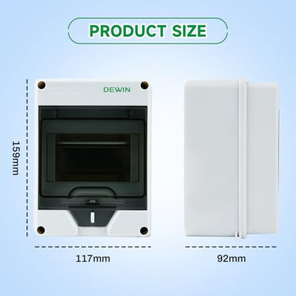 DEWIN Plastic Circuit Breaker Box 5 Way Distribution Protection Box - size: 5 module