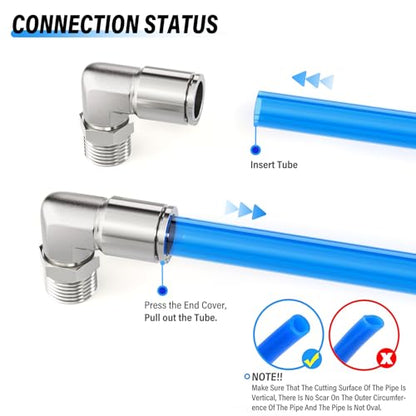 TAILONZ 304 Stainless Steel 3/8" x 1/4" NPT Push to Connect Elbow 5Pcs - size: 3/8''OD 1/4''NPT