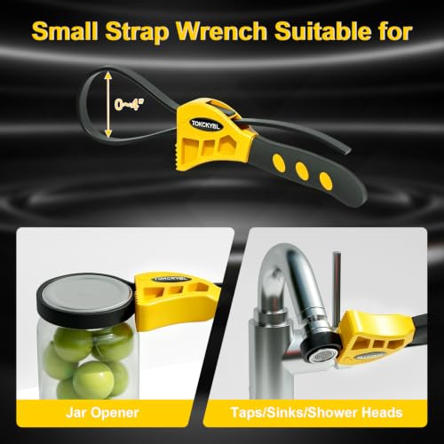 2-Piece Heavy-Duty Strap Wrench Set Upgrade, 4" to 6" Diameter - color: Yellow
