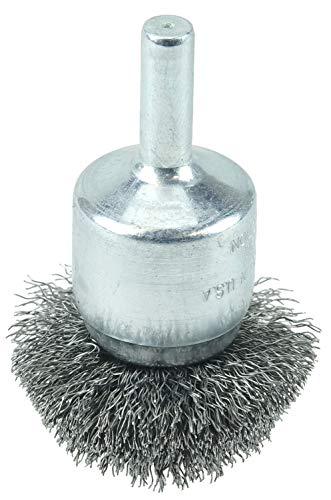 Weiler 10037 1-1/2" Circular Flared Crimped Wire End Brush, .008" Steel Fill, Made in the USA - size: 0.008 Wire Size, style: Steel