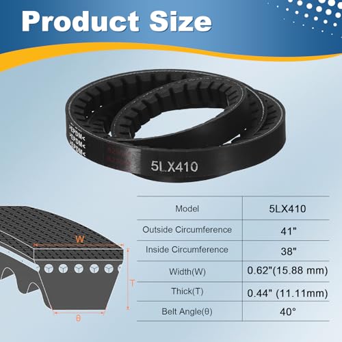 uxcell 5L410 Rubber V-Belt 41" Outer Circ 0.62" Width 0.44" Thickness - size: 5LX410