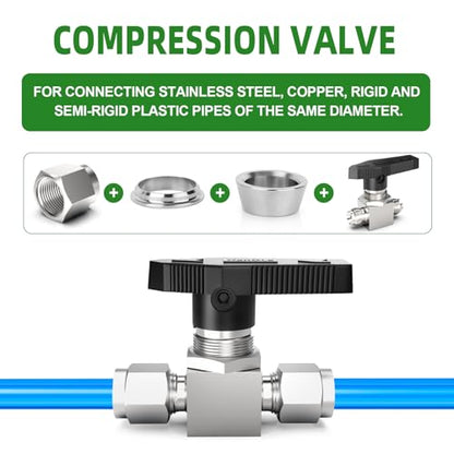 TAISHER 1PCS 316 Stainless Steel Compression Valve, 3/4" Tube OD x 3/4" Tube OD Straight Adapter - size: 3/4" OD