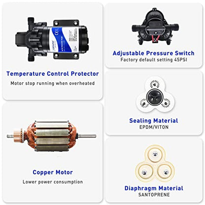 TDRsuper 12V DC Self-Priming Water Transfer Pump, 4GPM 45PSI High Pressure Booster Pump for RV, Garden, Marine & Yacht - style: 12V 4GPM 45PSI
