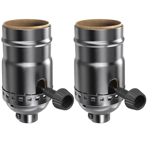 DiCUNO UL Listed 3-Way Lamp Socket Replacement, Repair Kit, Nickel, 2-Pack - style: Nickel
