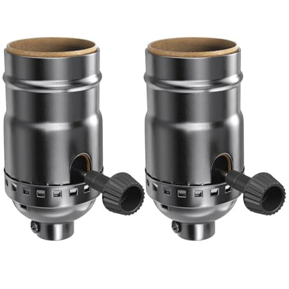 DiCUNO UL Listed 3-Way Lamp Socket Replacement, Repair Kit, Nickel, 2-Pack - style: Nickel