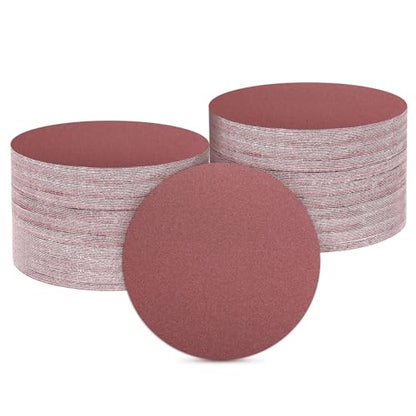 HARFINGTON 100 Pcs 5 Inch Sanding Discs 180 Grit Red Aluminum Oxide - size: 5 Inch(180 Grit)