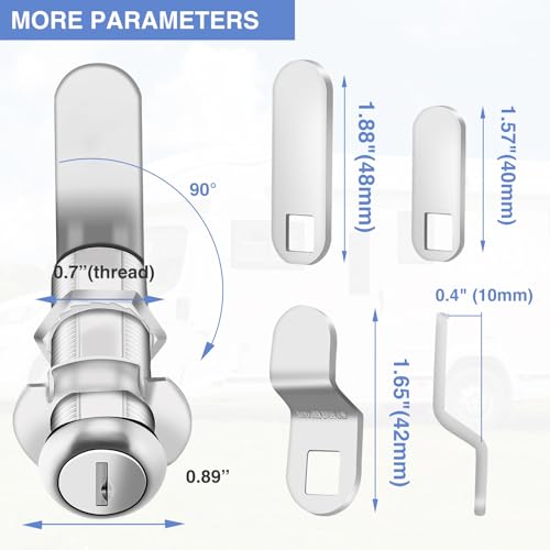 Cylinnda Extra-Long Cam Locks, 2-1/8 Inch, Keyed Alike, Set of 2 for Thick Drawers & Cabinets, Zinc Alloy - color: 1 Pack, size: 2-1/8 Inch