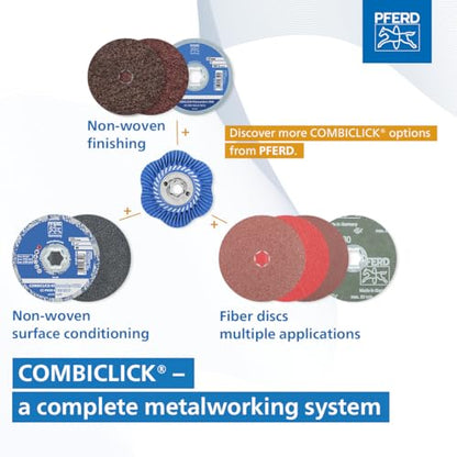 PFERD COMBICLICK Disc Set, 19 pcs. | 4-1/2 inch Dia. | 5/8-11 Thread | 48192 - for coarse Grinding to polishing Work with an Angle Grinder, only Available in a Set - size: 4-1/2" Disc Diameter