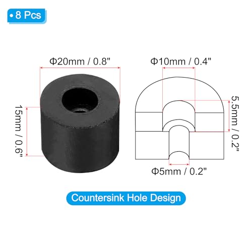 PATIKIL Rubber Spacer, 8 Pcs Rubber Anti Vibration Foot Pad Bumper 0.8" OD 0.2" ID Count Sink Hole Washer Round Neoprene Bushings Spacer for Air Compressor Machinery Generator Car Black - size: 0.8" OD x 0.2" ID