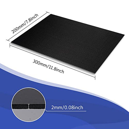 Carbon Fiber Sheets 200X300X2MM - FAKILO 100% 3K Twill Matte Carbon Fiber Plate for Handmade DIY Wallet Model Part Repair Panel - size: 200X300X2MM, style: Twill