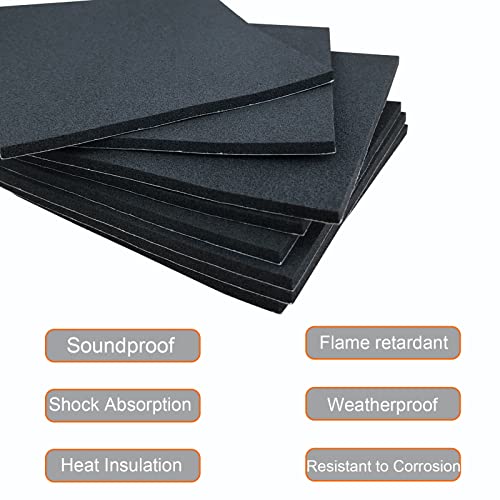 8 Pcs Black Adhesive Foam Pads Closed Cell Foam Sheets 1/8" Thick X 6" X 6" - size: 6in X 6in X 1/8in