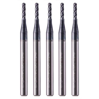 4 Flute Solid Carbide Ball Nose End Mill Set(5Pcs, 1/16"), AlTiN Coated - size: 1/16"
