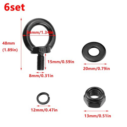 Antrader Lifting Shoulder Eye Bolts,M8 Machinery Shoulder Lifting Eye Bolt - size: M8-(With Lock Washers)