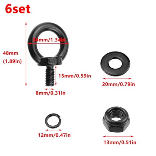 Antrader Lifting Shoulder Eye Bolts,M8 Machinery Shoulder Lifting Eye Bolt - size: M8-(With Lock Washers)