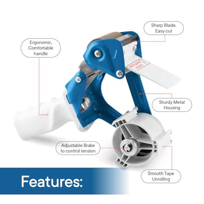 TAPEWELL Heavy Duty Metal Frame Packing Tape Dispenser Gun, 2 inch, Blue - color: Blue, size: 2 Inch