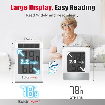 BaldrTherm Digital Thermometer Humidity Gauge Meter - color: White, 1Pack