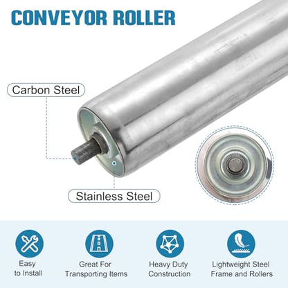 MECCANIXITY Stainless Steel Conveyor Roller 3" Diameter 16" Length Gravity Transmission Replacement Part Galvanized End (Silver) - size: 3"x16"