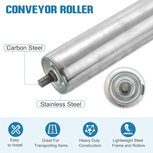 MECCANIXITY Stainless Steel Conveyor Roller 3" Diameter 20" Length Gravity Transmission Replacement Part Galvanized End (Silver) - size: 3"x20"