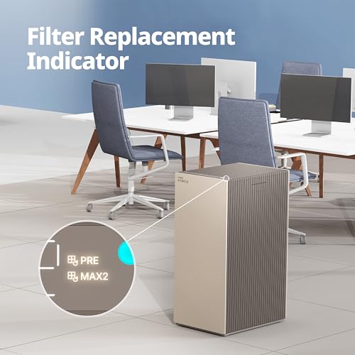 COWAY Air Purifiers for Large Room Whole Home Up to 4,253ft², 2 Sets of XL Washable Pre-Filters and HEPA Filters for Dual Purification, AQI, Turbo Mode, Timer, Wheels, 5yr Warranty, ProX(B) - style: AIRMEGA ProX Beige