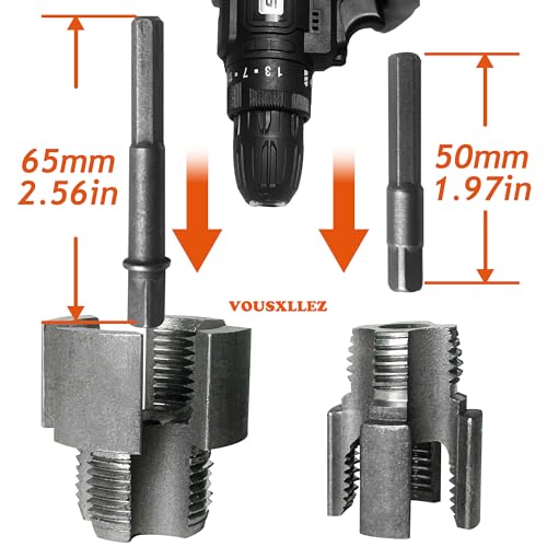 Pipe Thread Cutting Tool Integrated Internal and External,Pipe Threading Tool, Pvc Pipe Threader for 1/2'' 3/4'' 1'' Dies, Electric Drill Compatible Threading Tool (2PCS)