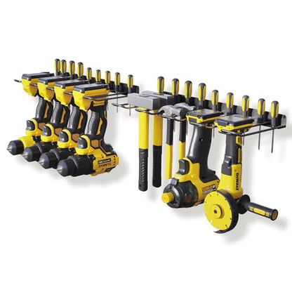 2 Pack Drill Holder, Power Tool Organizer Wall Mount, Heavy Duty Garage Storage and Tool Organizer, Ideal Garage Organization Gifts for man, 8 Slots for Power Tools and 32 Screwdriver Rack