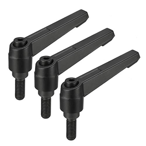 uxcell M8 x 20mm Handle Adjustable Clamping Lever Thread Push Button Ratchet Male Threaded Stud Knobs Locking Rotating Screw Handles Quick Release Bolt Black 3pcs - size: M8x20mm