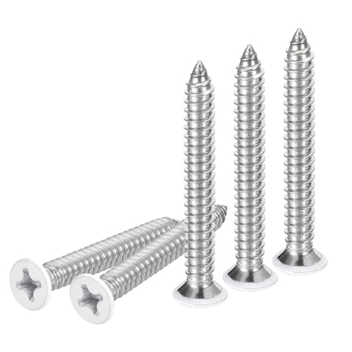 DTGN 50Pcs #14x2 Flat Head Wood Screws, 304 Stainless Steel, White - color: White, size: #14x2"