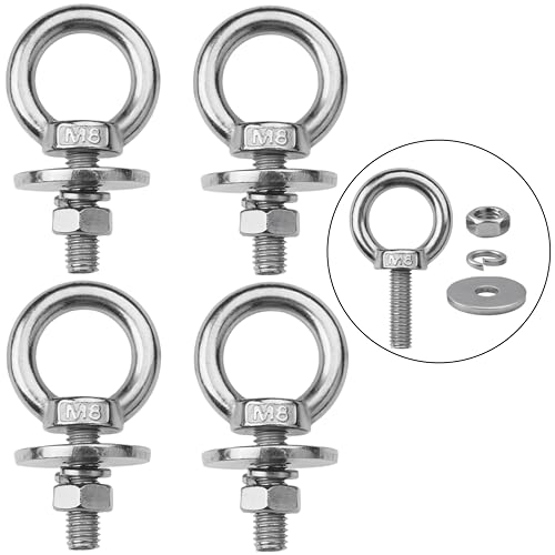 4 Pack M8 Stainless Steel Eye Bolts with Nuts, 5/16" x 1" Eye Bolts - size: M8x26mm (5/16"x1")