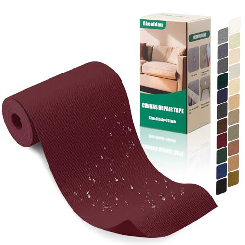 Gheeidau Canvas Repair Tape 4×70 Inch Waterproof Self-Adhesive Fabric Repair Patch for Repairing Boat Covers,Tents,Patio Umbrellas,Car Seats,Luggage,Sofas.(Burgundy) - color: Burgundy, size: 4"×70"