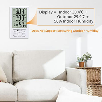 Neoteck Wired Indoor Outdoor Thermometer Hygrometer with 1.5m Sensor