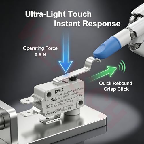 6 Pack Simulated Roller Lever Micro Switch, 16A 125/250V SPDT - size: V-154-1C25